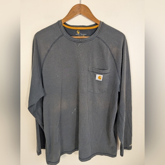 Carhartt Dark Gray Crewneck Cotton Long Sleeve Tee Shirt - Picture 10 of 10